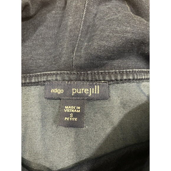 Pure J. Jill Small Petite Indigo Blue Long Sleeve Tunic Cowl Neck Lagenlook Boho - Picture 4 of 7